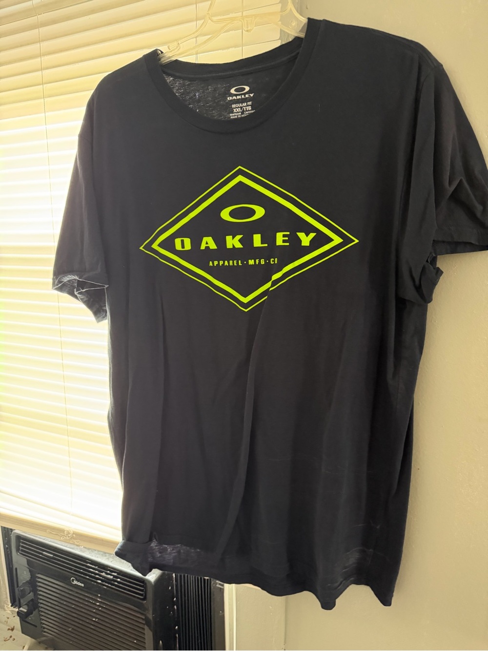 Oakley Black Short Sleeve Tee with Neon Yellow Diamond Logo